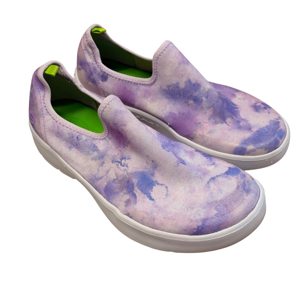 Oofos OOmg Sport Low Recovery Shoes Tie Dye Purple 7.5 Comfort Athletic Walking